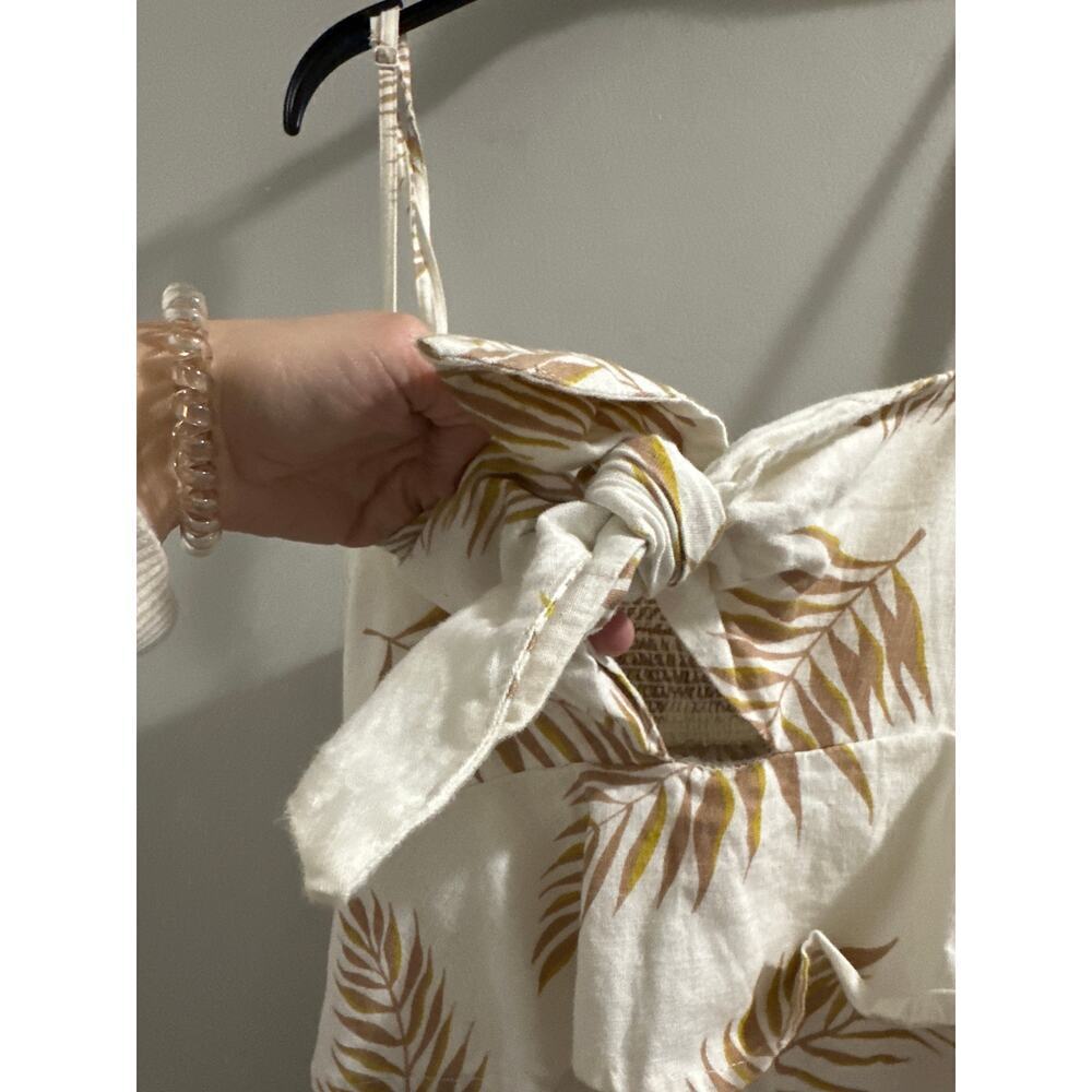 🔴Billabong x Sincerely Jules Twist Flirt White Palm Print Tie-Front Jumpsuit - Picture 4 of 10